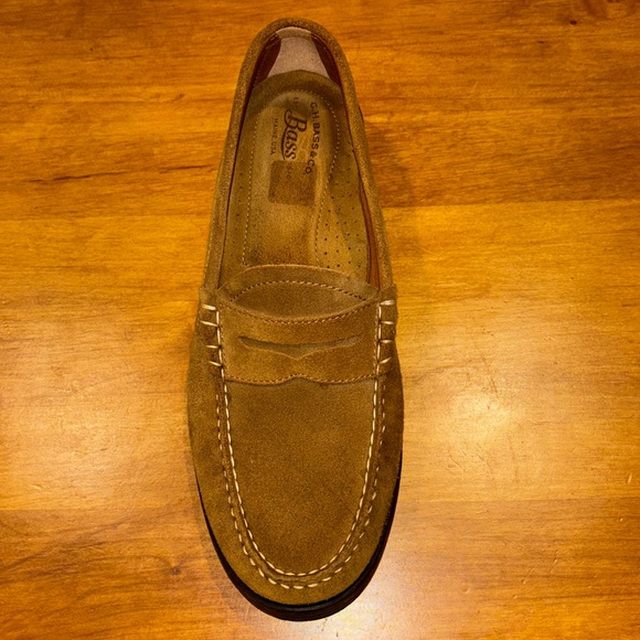 G.H. BASS & CO. TAN SUEDE LOAFERS MEN’S SIZE 11.5 PENNY LOAFER DRIVING SHOES EUC - Picture 5 of 14